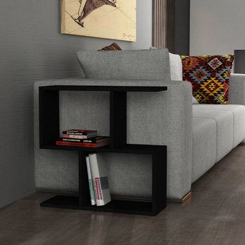 Modern Black Sofa Bookshelf with Open Shelves