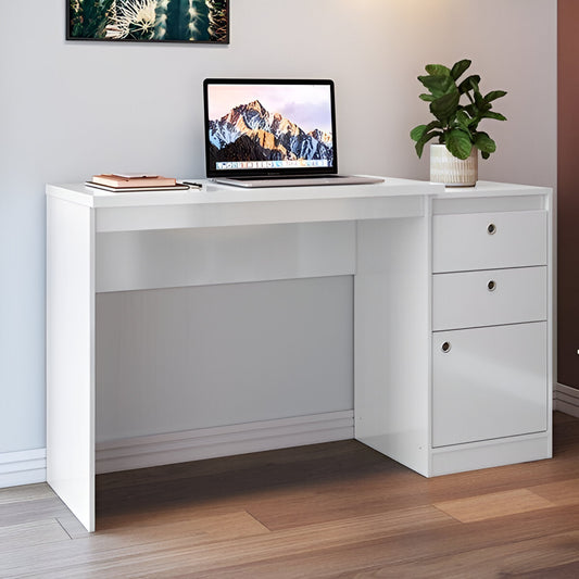 White Modern Office Desk with Drawers