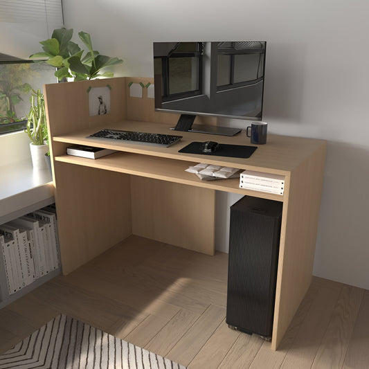 Compact Natural Wood Computer Desk